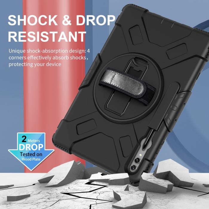 Bild 3,  Samsung Galaxy Tab S9 Ultra Skal 360 Rotation Shockproof Med Rem - Teknikhallen.se