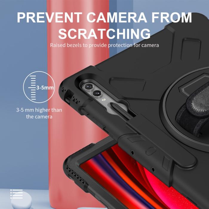 Bild 5,  Samsung Galaxy Tab S9 Ultra Skal 360 Rotation Shockproof Med Rem - Teknikhallen.se