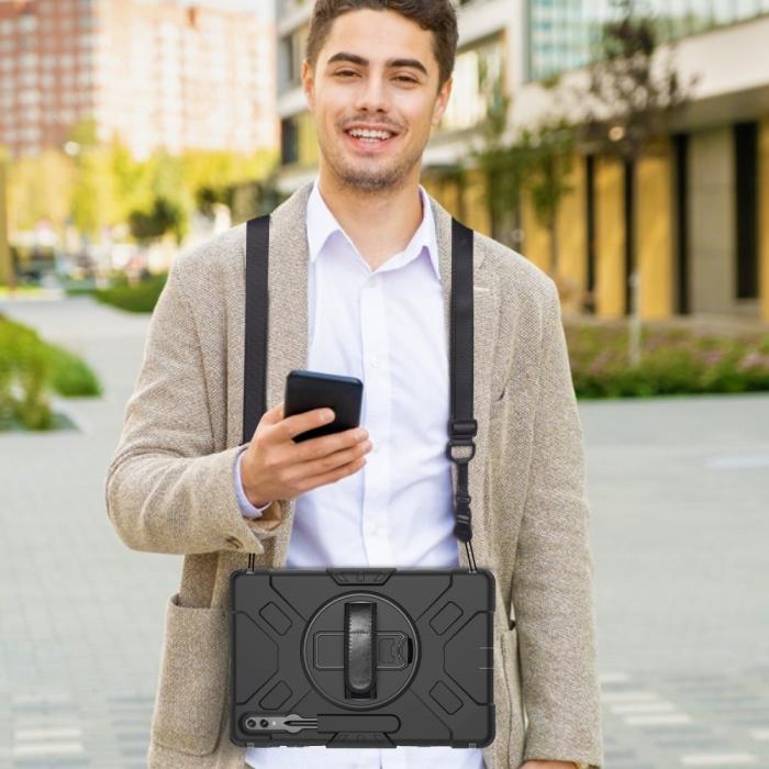 Bild 6,  Samsung Galaxy Tab S9 Ultra Skal 360 Rotation Shockproof Med Rem - Teknikhallen.se