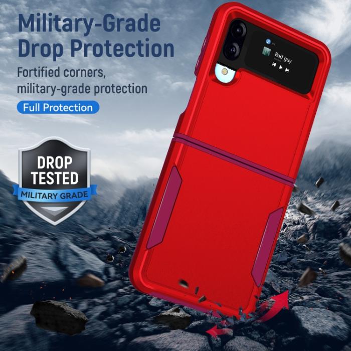 Bild 6,  Samsung Galaxy Z Flip 4 Skal Heavy Armor Hybrid Röd - Teknikhallen.se