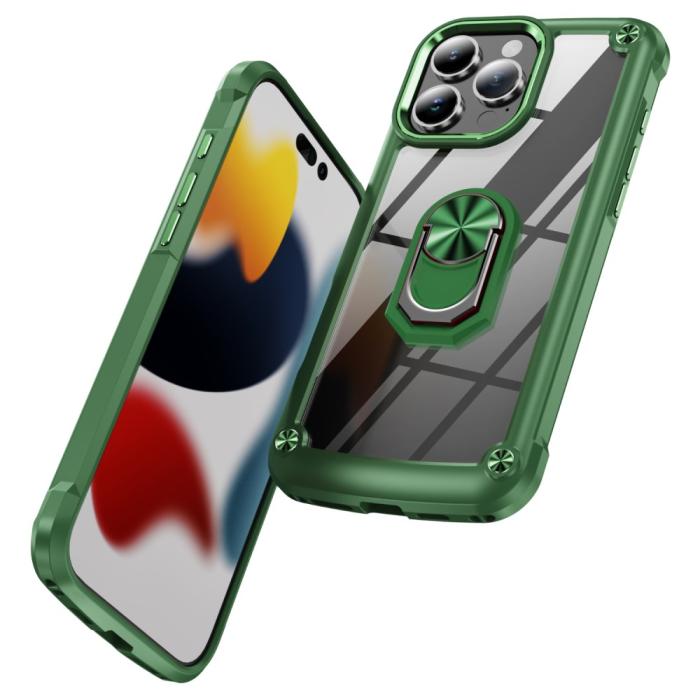 Bild 2,  iPhone 16 Pro Max Skal Shockproof Ring Hybrid Grön - Teknikhallen.se
