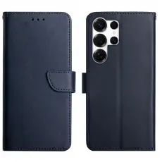  Samsung Galaxy S26 Ultra Fodral &Auml;kta L&auml;der Bl&aring; - Teknikhallen.se