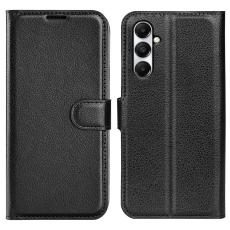  Samsung Galaxy A05s 4G Fodral Litchi L&auml;der Svart - Teknikhallen.se