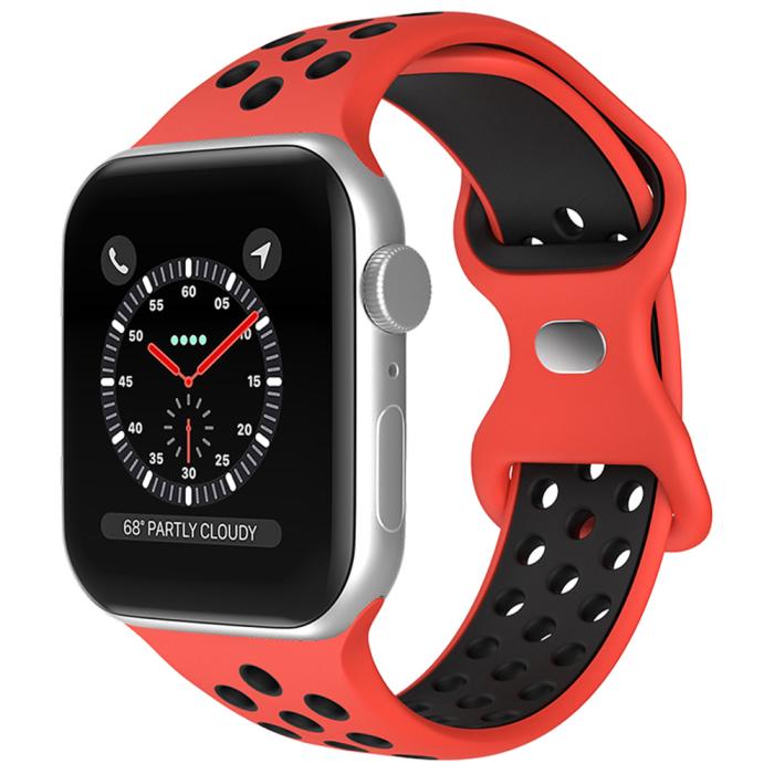 Bild 2, ColorPop Sportarmband Dual-Color Apple Watch 42/44/45/46/49 mm (M/L) Röd/Svart - Teknikhallen.se
