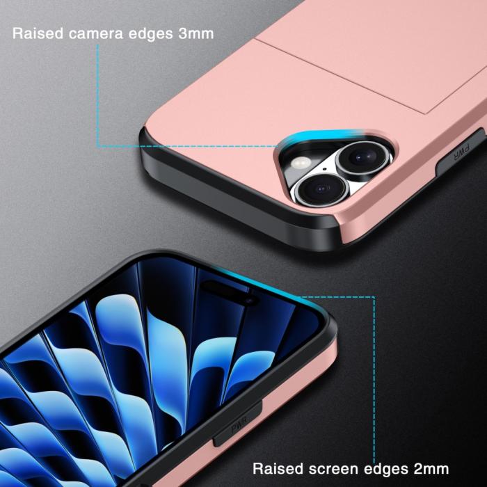 Bild 4,  iPhone 16 Skal Hybrid Med Kortfack Grå - Teknikhallen.se