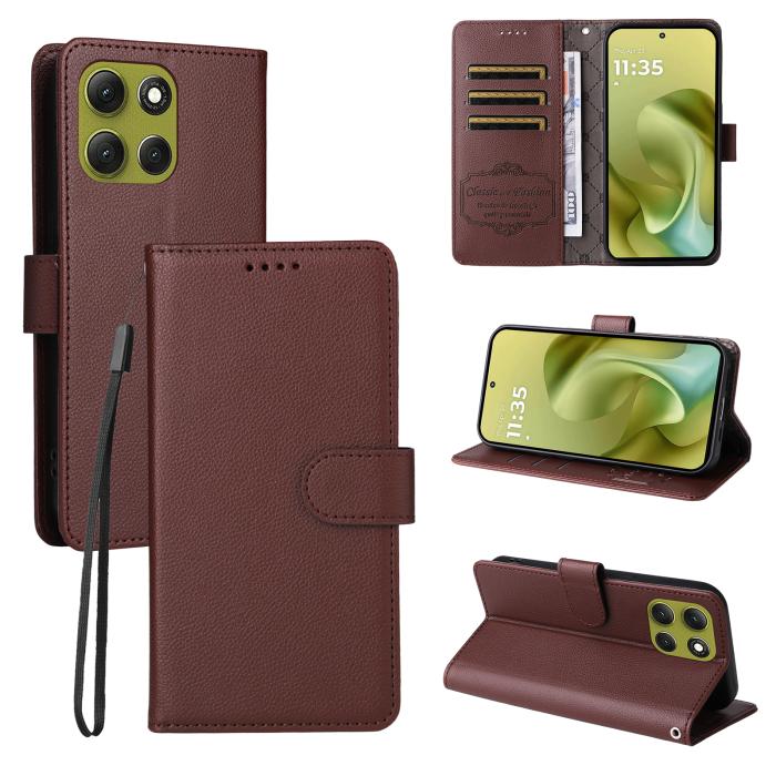 Bild 4,  Motorola Moto G86 Power / G86 5G Fodral Läder Brun - Teknikhallen.se