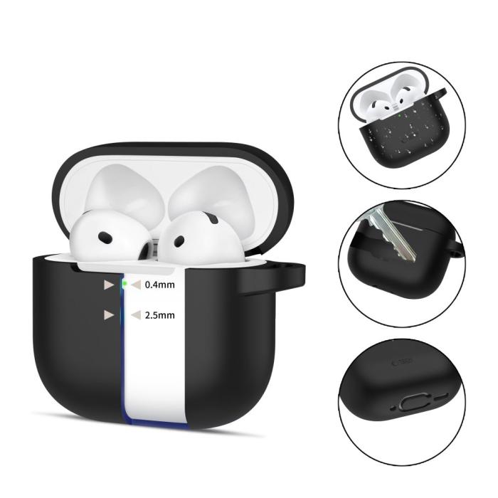 Bild 2, Tech-Protect Tech-Protect AirPods 4 Skal Silikon Hook Svart - Teknikhallen.se