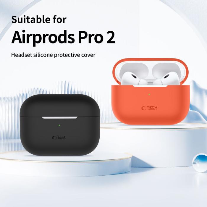 Bild 3, Tech-Protect Tech-Protect AirPods Pro 1/2 Skal Silikon Crayon Grey - Teknikhallen.se