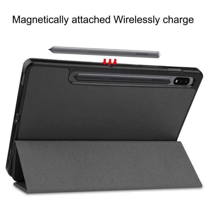 Bild 6,  Samsung Galaxy Tab S7 / Tab S8 Fodral Tri-Fold Pennhållare Svart - Teknikhallen.se