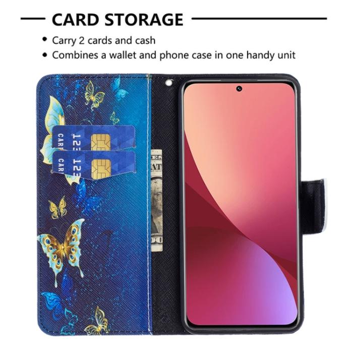 Bild 5,  Xiaomi 12 Fodral Med Tryck Guld Fjäril - Teknikhallen.se