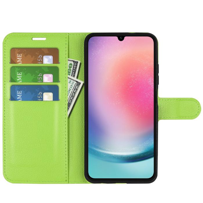 Bild 2,  Samsung Galaxy A16 Fodral Litchi Läder Grön - Teknikhallen.se