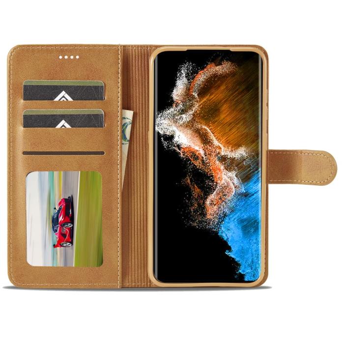 Bild 2, LC.IMEEKE LC.IMEEKE Samsung Galaxy S24 Plus Fodral Läder Brun - Teknikhallen.se