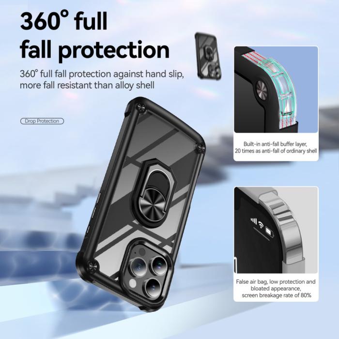 Bild 6,  iPhone 16 Pro Max Skal Shockproof Ring Hybrid Svart - Teknikhallen.se