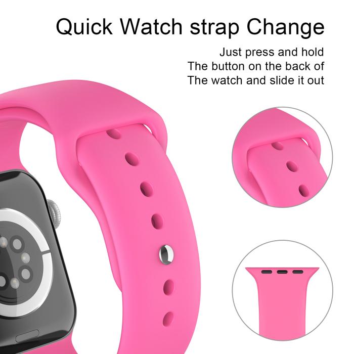 Bild 4, ColorPop Apple Watch 38/40/41/42 mm Silikon Armband (S/M) Hot Pink - Teknikhallen.se