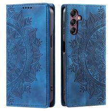  Samsung Galaxy A55 5G Fodral Mandala Flip L&auml;der Bl&aring; - Teknikhallen.se