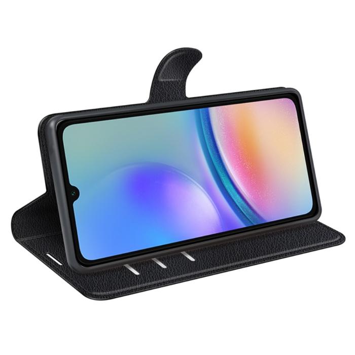 Bild 3,  Samsung Galaxy A05s 4G Fodral Litchi Läder Svart - Teknikhallen.se