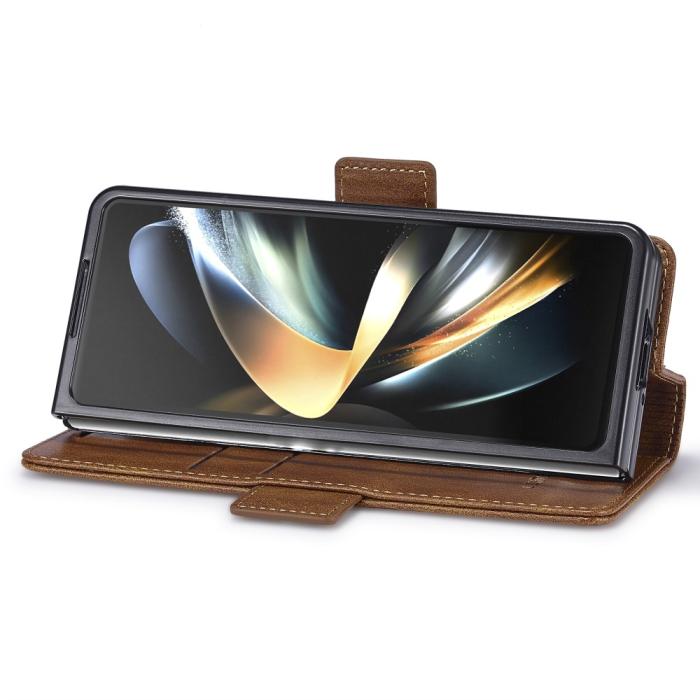 Bild 3, LC.IMEEKE LC.IMEEKE Galaxy Z Fold 5 Fodral RFID Läder Brun - Teknikhallen.se