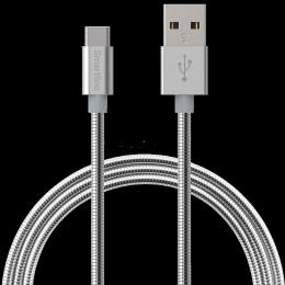 Smartline Smartline 1m 3A USB-C Laddningskabel Metallic Silver - Teknikhallen.se