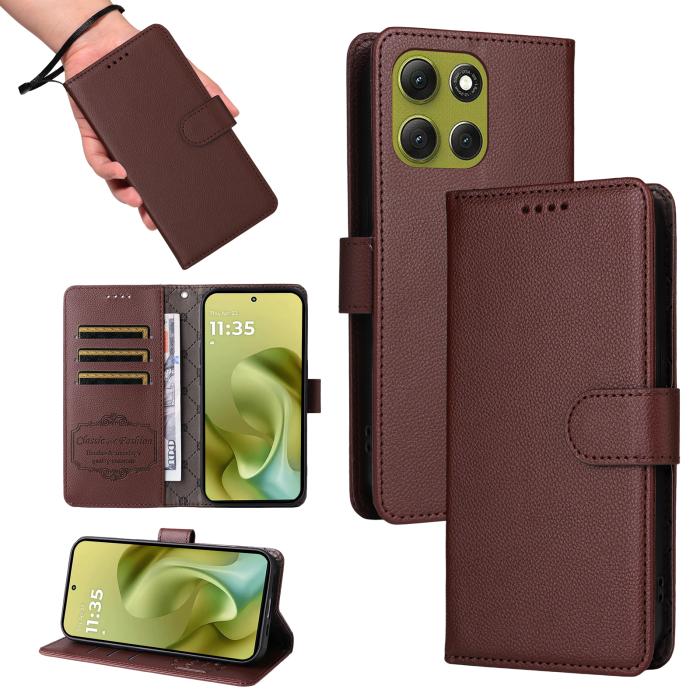 Bild 5,  Motorola Moto G86 Power / G86 5G Fodral Läder Brun - Teknikhallen.se