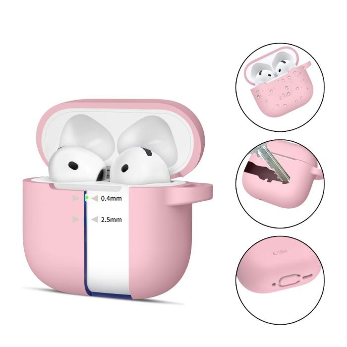 Bild 2, Tech-Protect Tech-Protect AirPods 4 Skal Silikon Hook Dusty Pink - Teknikhallen.se