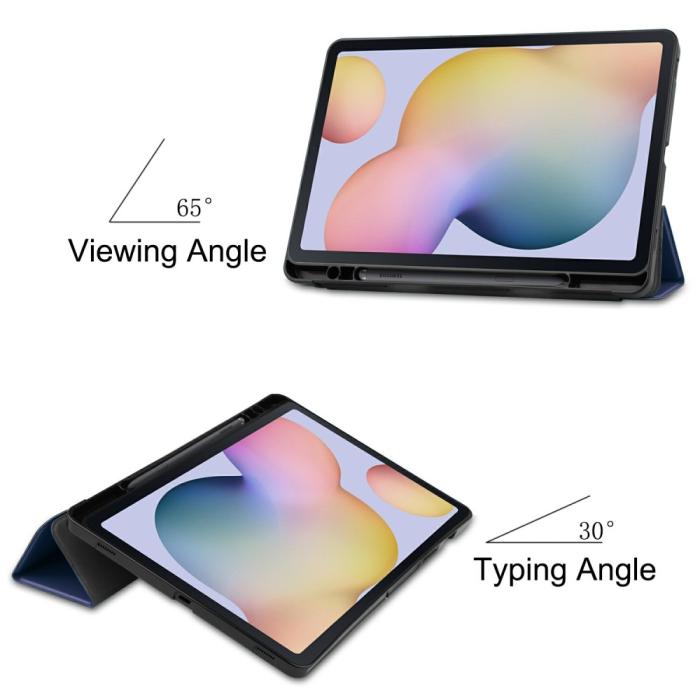 Bild 3,  Samsung Galaxy Tab S7 / Tab S8 Fodral Tri-Fold Pennhållare Blå - Teknikhallen.se