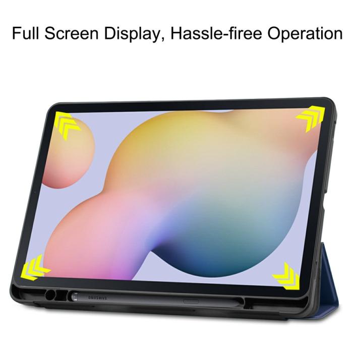 Bild 4,  Samsung Galaxy Tab S7 / Tab S8 Fodral Tri-Fold Pennhållare Blå - Teknikhallen.se