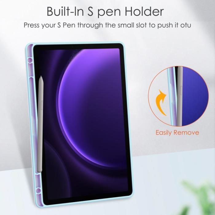 Bild 5,  Galaxy Tab S9 FE Fodral Hybrid Pennhållare Ljus Blå - Teknikhallen.se