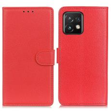  Motorola Edge 40 Pro 5G Fodral Litchi L&auml;der R&ouml;d - Teknikhallen.se