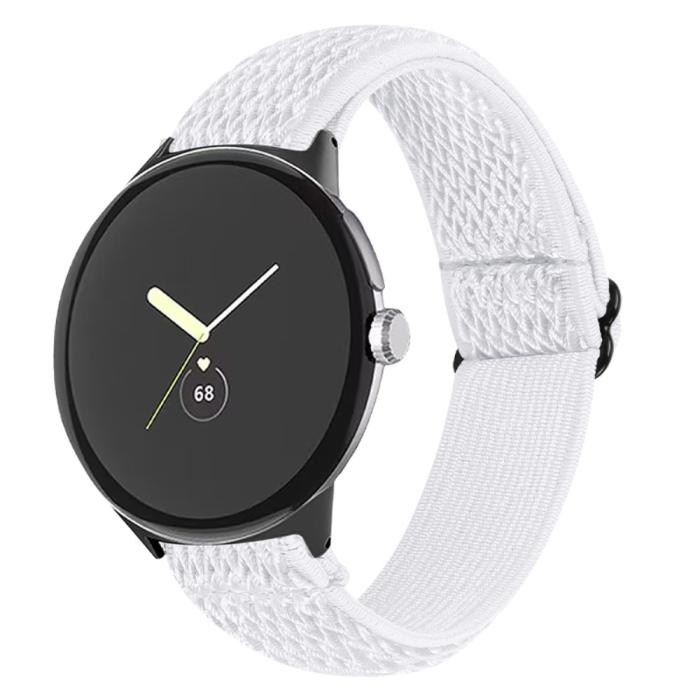 Bild 3,  Google Pixel Watch / Watch 2 Justerbart Nylon Armband Vit - Teknikhallen.se