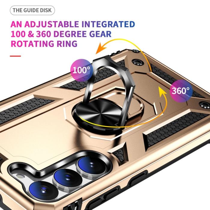 Bild 3,  Samsung Galaxy S23 Plus Skal Ring Shockproof Hybrid Guld - Teknikhallen.se