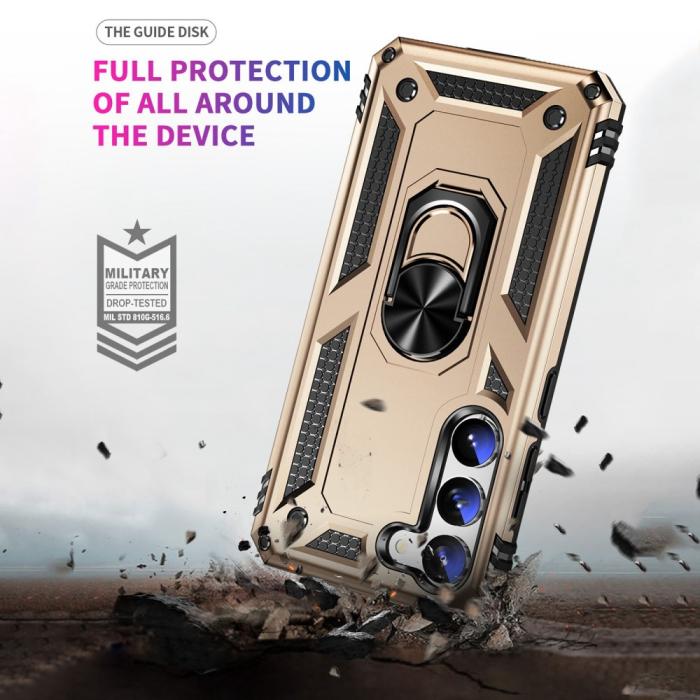 Bild 5,  Samsung Galaxy S23 Plus Skal Ring Shockproof Hybrid Guld - Teknikhallen.se