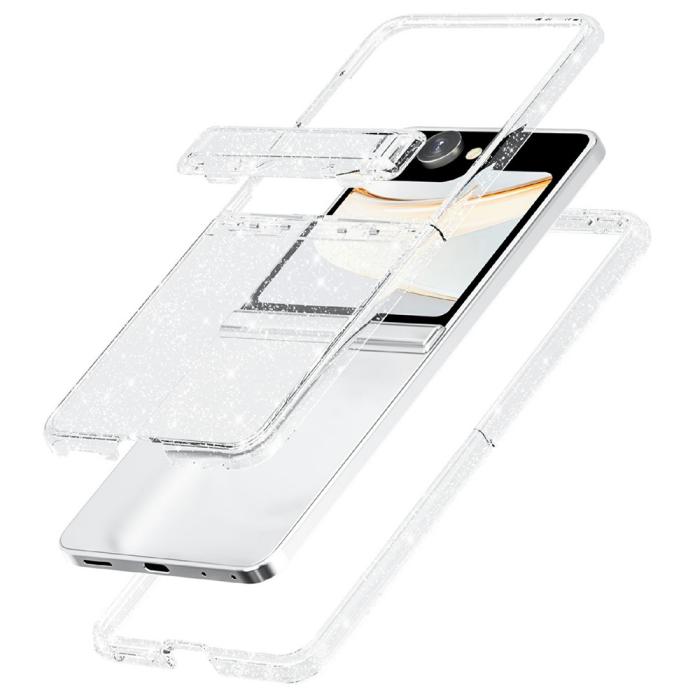 Bild 4,  Samsung Galaxy Z Flip 8 Skal Glitter TPU Vit - Teknikhallen.se