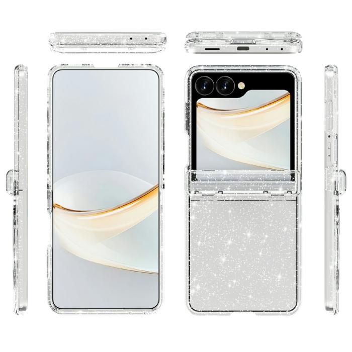 Bild 5,  Samsung Galaxy Z Flip 8 Skal Glitter TPU Vit - Teknikhallen.se