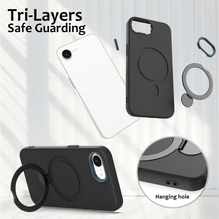 Bild 6,  iPhone 17e / 16e Skal MagSafe Kickstand Hybrid Svart - Teknikhallen.se