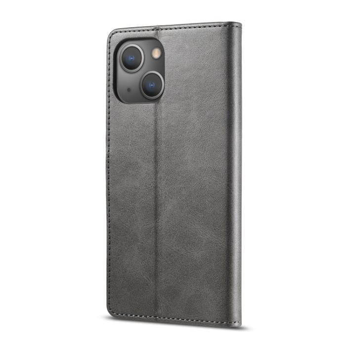 Bild 3, LC.IMEEKE LC.IMEEKE iPhone 14 Fodral Läder Grå - Teknikhallen.se