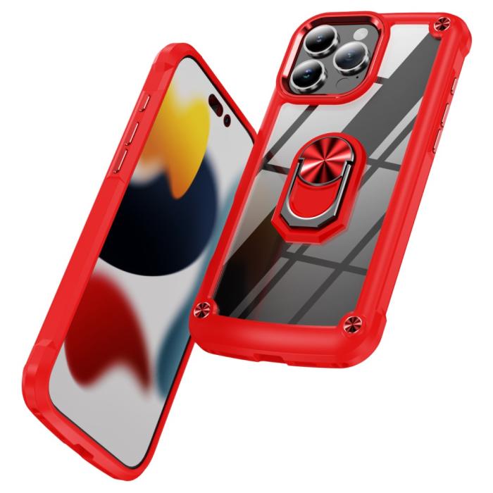 Bild 2,  iPhone 16 Pro Max Skal Shockproof Ring Hybrid Röd - Teknikhallen.se