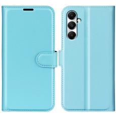  Samsung Galaxy A05s 4G Fodral Litchi L&auml;der Ljus Bl&aring; - Teknikhallen.se
