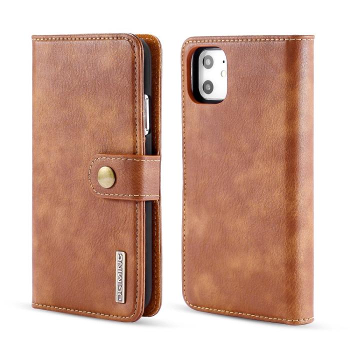 Bild 2, DG.MING iPhone 11 - DG.MING Plånboksfodral/Magnet Skal - Brun - Teknikhallen.se