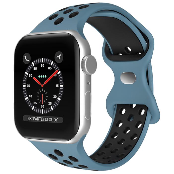 Bild 2, ColorPop Sportarmband Dual-Color Apple Watch 42/44/45/46/49 mm (M/L) Blå/Svart - Teknikhallen.se