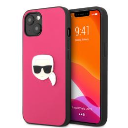 Karl Lagerfeld Karl Lagerfeld iPhone 13 Skal PU Läder Karl Head Rosa - Teknikhallen.se