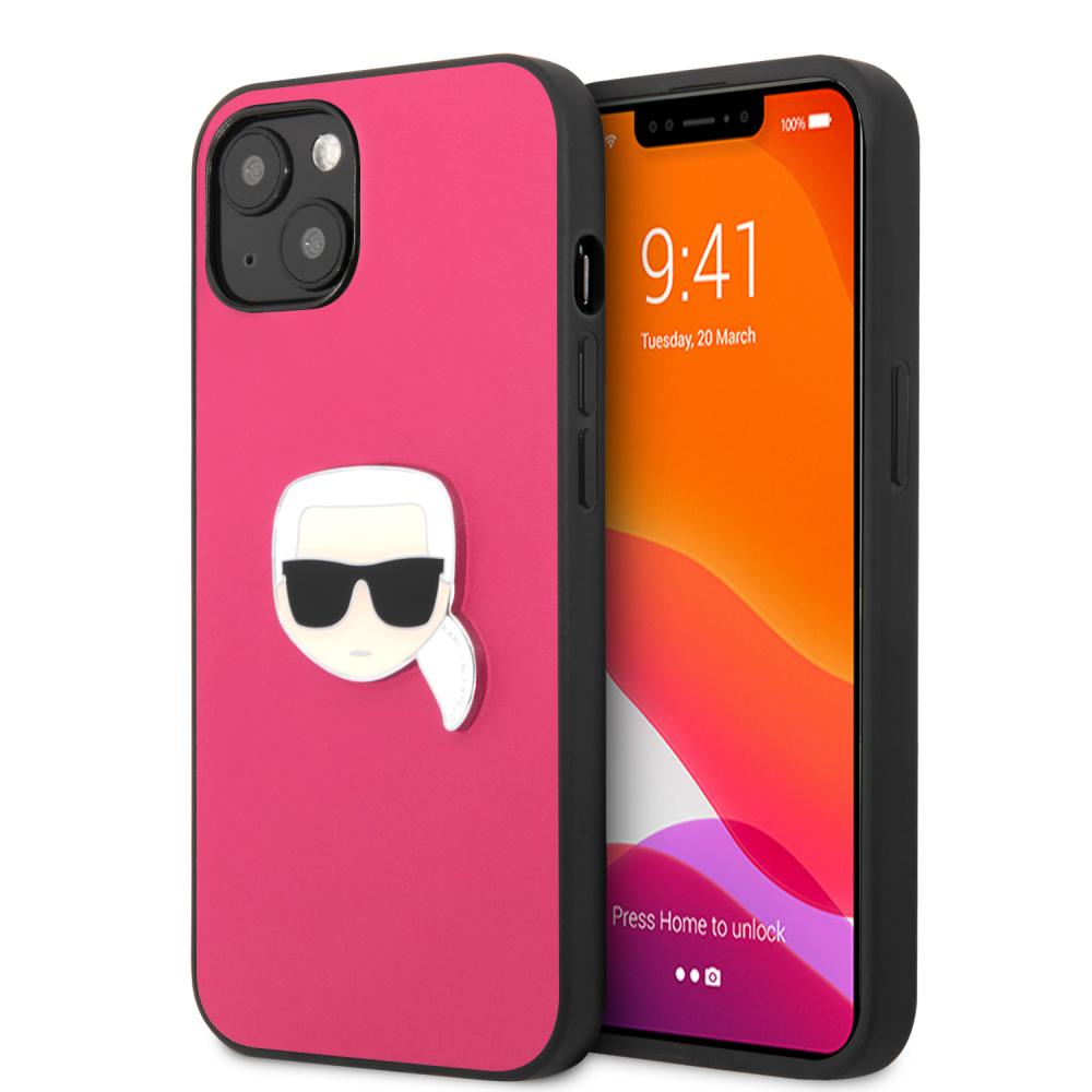 Karl Lagerfeld Karl Lagerfeld iPhone 13 Skal PU Läder Karl Head Rosa - Teknikhallen.se