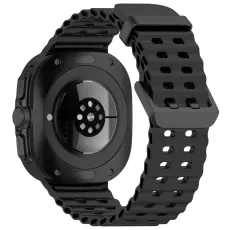  Galaxy Watch Ultra (2025) / 47 mm Armband Wave Design Svart - Teknikhallen.se