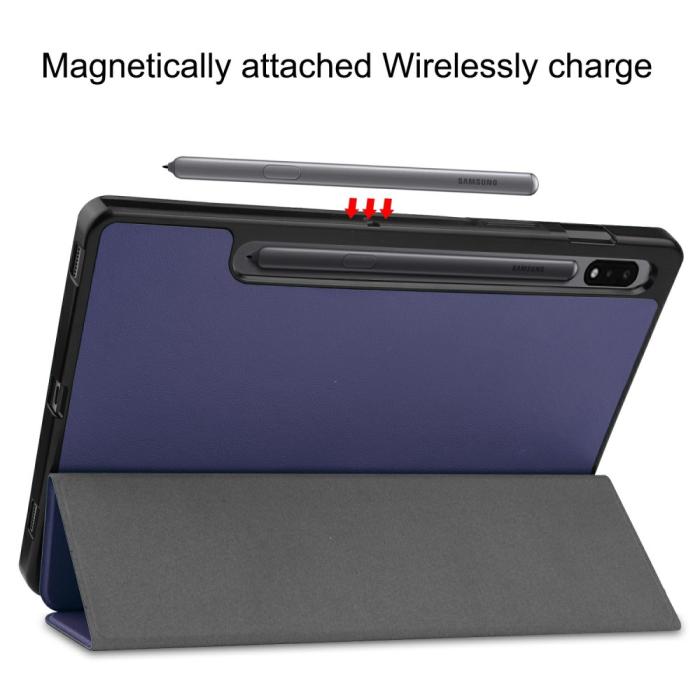 Bild 6,  Samsung Galaxy Tab S7 / Tab S8 Fodral Tri-Fold Pennhållare Blå - Teknikhallen.se