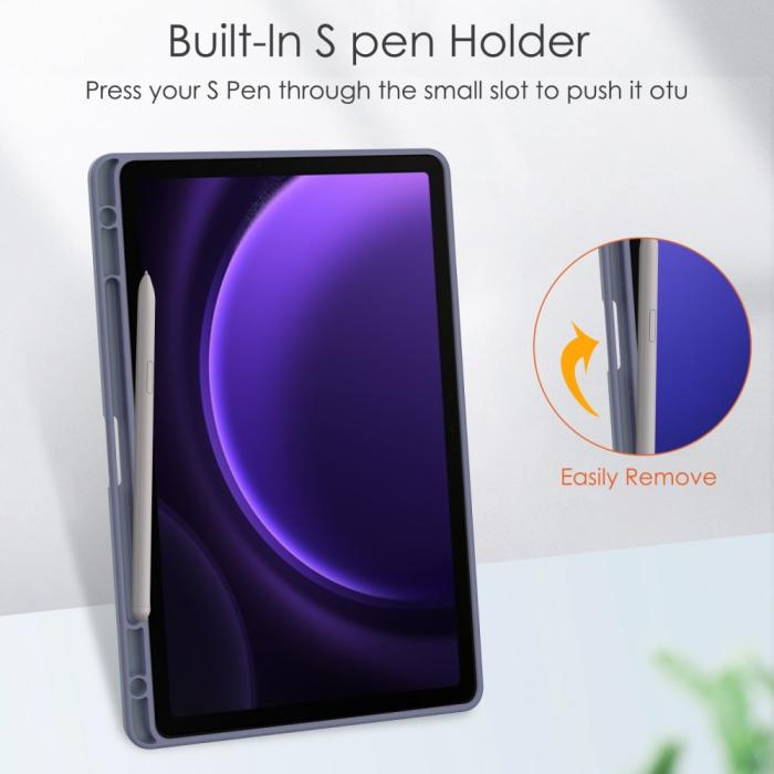 Bild 5,  Galaxy Tab S9 FE Fodral Hybrid Pennhållare Lila - Teknikhallen.se