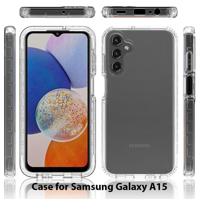 Bild 6,  Samsung Galaxy A15 5G 360° Shockproof Hybrid Skal Transparent - Teknikhallen.se