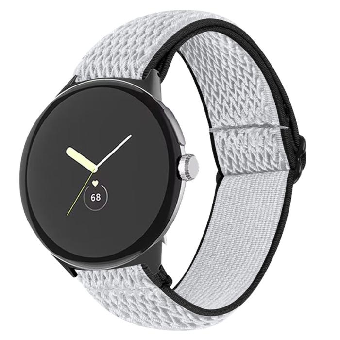 Bild 3,  Google Pixel Watch / Watch 2 Justerbart Nylon Armband Svart/Vit - Teknikhallen.se