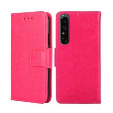  Sony Xperia 1 IV Fodral Crazy Horse L&auml;der Rosa - Teknikhallen.se