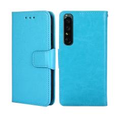 Sony Xperia 1 IV Fodral Crazy Horse L&auml;der Ljus Bl&aring; - Teknikhallen.se