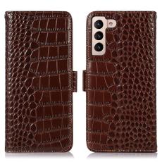  Galaxy S23 Plus Fodral &Auml;kta L&auml;der Krokodil Textur Brun - Teknikhallen.se