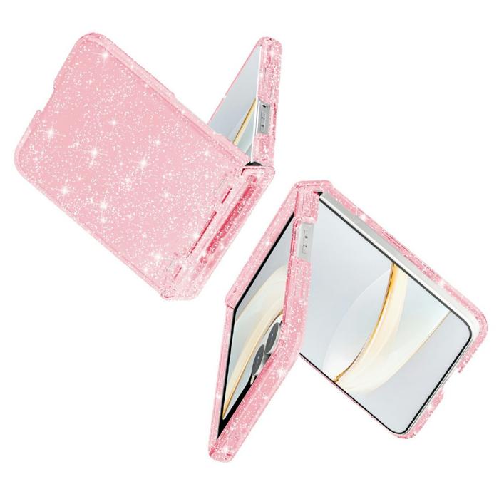 Bild 2,  Samsung Galaxy Z Flip 8 Skal Glitter TPU Rosa - Teknikhallen.se